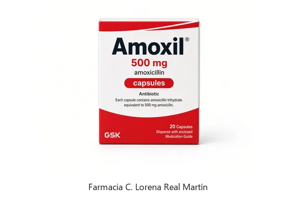 Amoxil amoxicilina antibiótico en Farmacia C. Lorena Real Martín